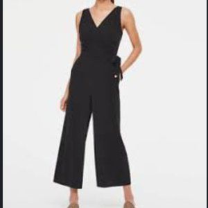 LOFT sleeveless, black, faux wrap jumpsuit, size 20